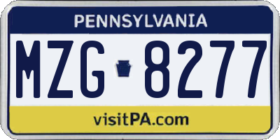PA license plate MZG8277
