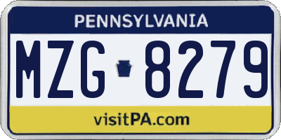 PA license plate MZG8279
