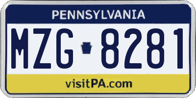 PA license plate MZG8281