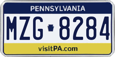 PA license plate MZG8284