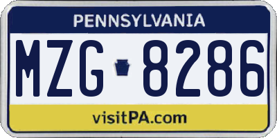 PA license plate MZG8286