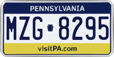 PA license plate MZG8295