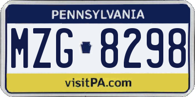 PA license plate MZG8298