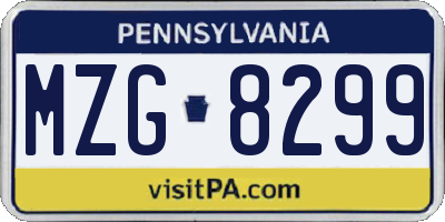 PA license plate MZG8299