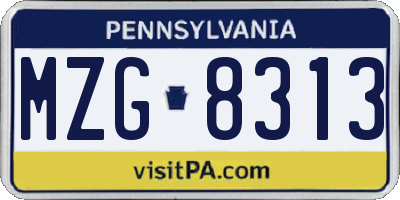 PA license plate MZG8313