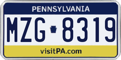 PA license plate MZG8319