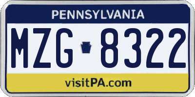 PA license plate MZG8322