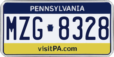 PA license plate MZG8328