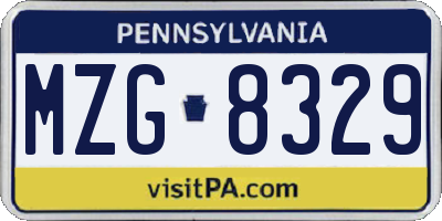 PA license plate MZG8329