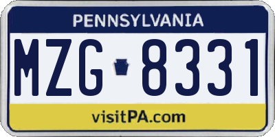 PA license plate MZG8331