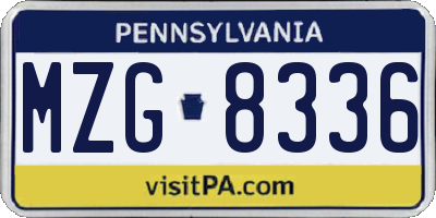 PA license plate MZG8336