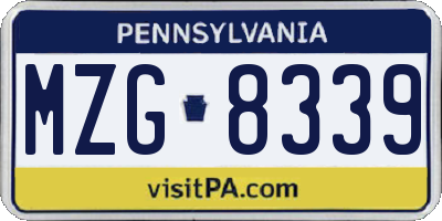 PA license plate MZG8339