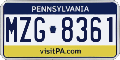PA license plate MZG8361