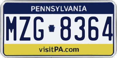 PA license plate MZG8364