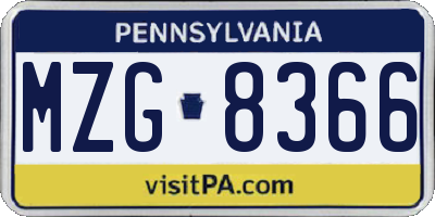 PA license plate MZG8366