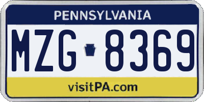 PA license plate MZG8369