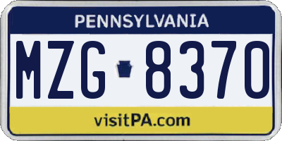PA license plate MZG8370