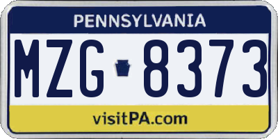PA license plate MZG8373