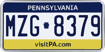 PA license plate MZG8379