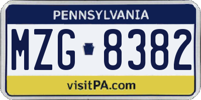 PA license plate MZG8382