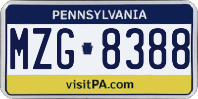 PA license plate MZG8388