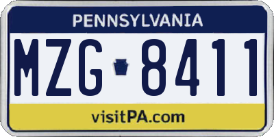 PA license plate MZG8411