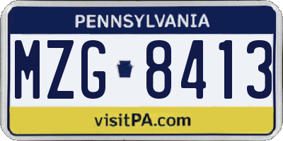 PA license plate MZG8413