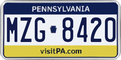 PA license plate MZG8420