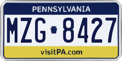 PA license plate MZG8427