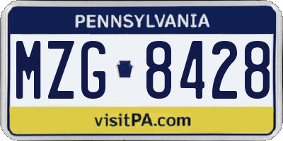 PA license plate MZG8428