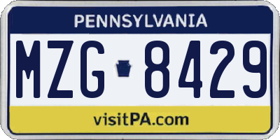 PA license plate MZG8429