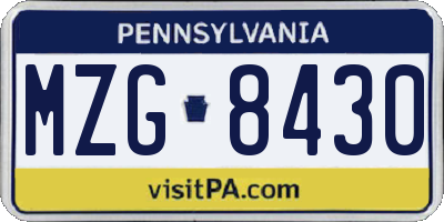 PA license plate MZG8430