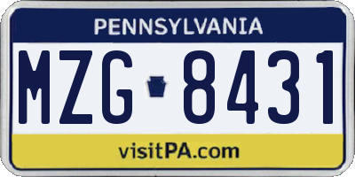 PA license plate MZG8431