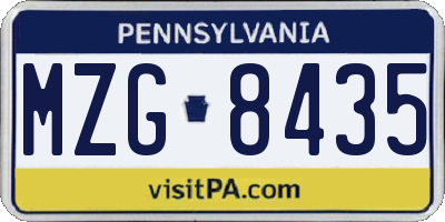 PA license plate MZG8435
