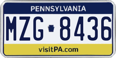 PA license plate MZG8436