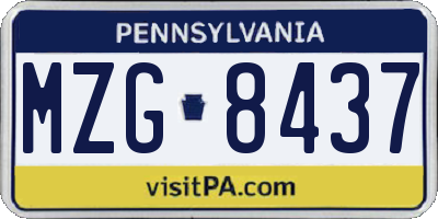PA license plate MZG8437