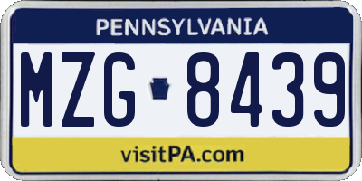 PA license plate MZG8439