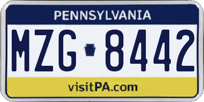 PA license plate MZG8442