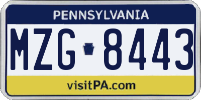 PA license plate MZG8443