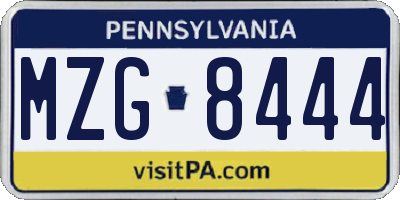 PA license plate MZG8444