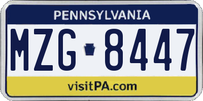 PA license plate MZG8447