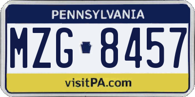 PA license plate MZG8457