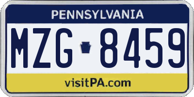 PA license plate MZG8459