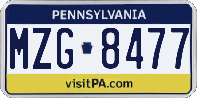 PA license plate MZG8477