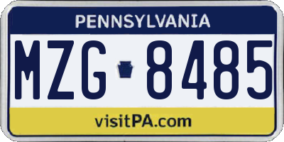 PA license plate MZG8485