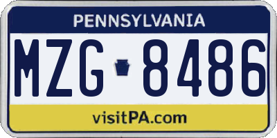 PA license plate MZG8486