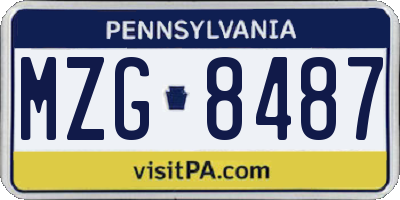 PA license plate MZG8487