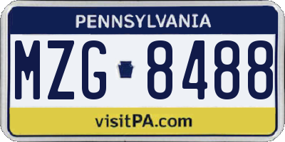 PA license plate MZG8488