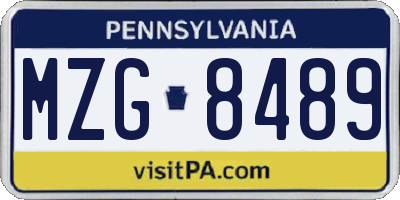 PA license plate MZG8489