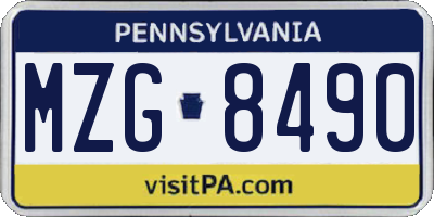 PA license plate MZG8490